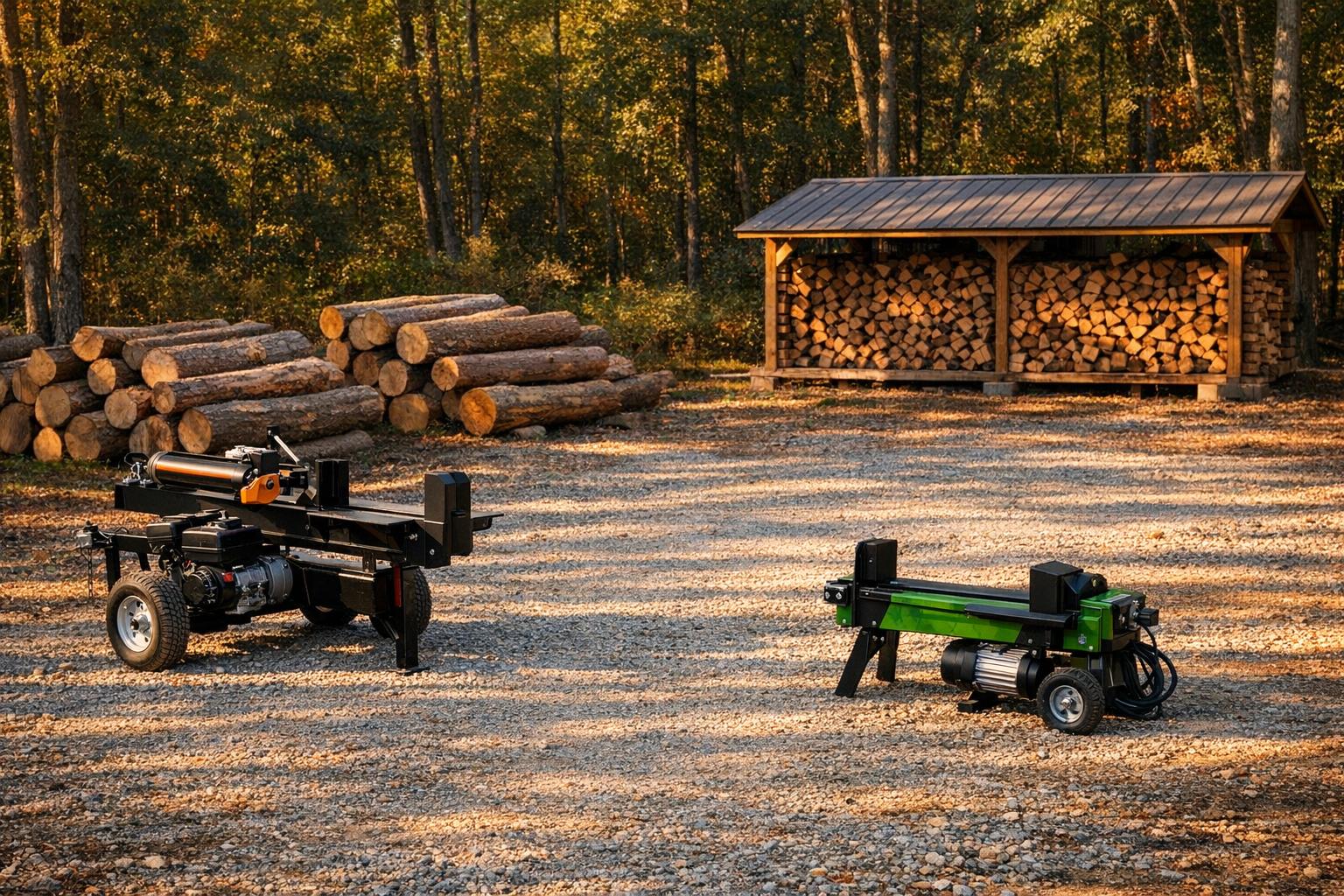 Gas vs Electric Log Splitters: The Practical Differences AI-generated editorial illustration.