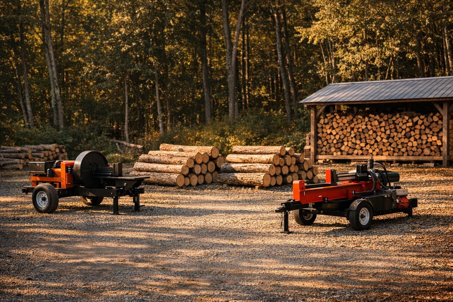 Kinetic vs Hydraulic Log Splitters: What Changes AI-generated editorial illustration.