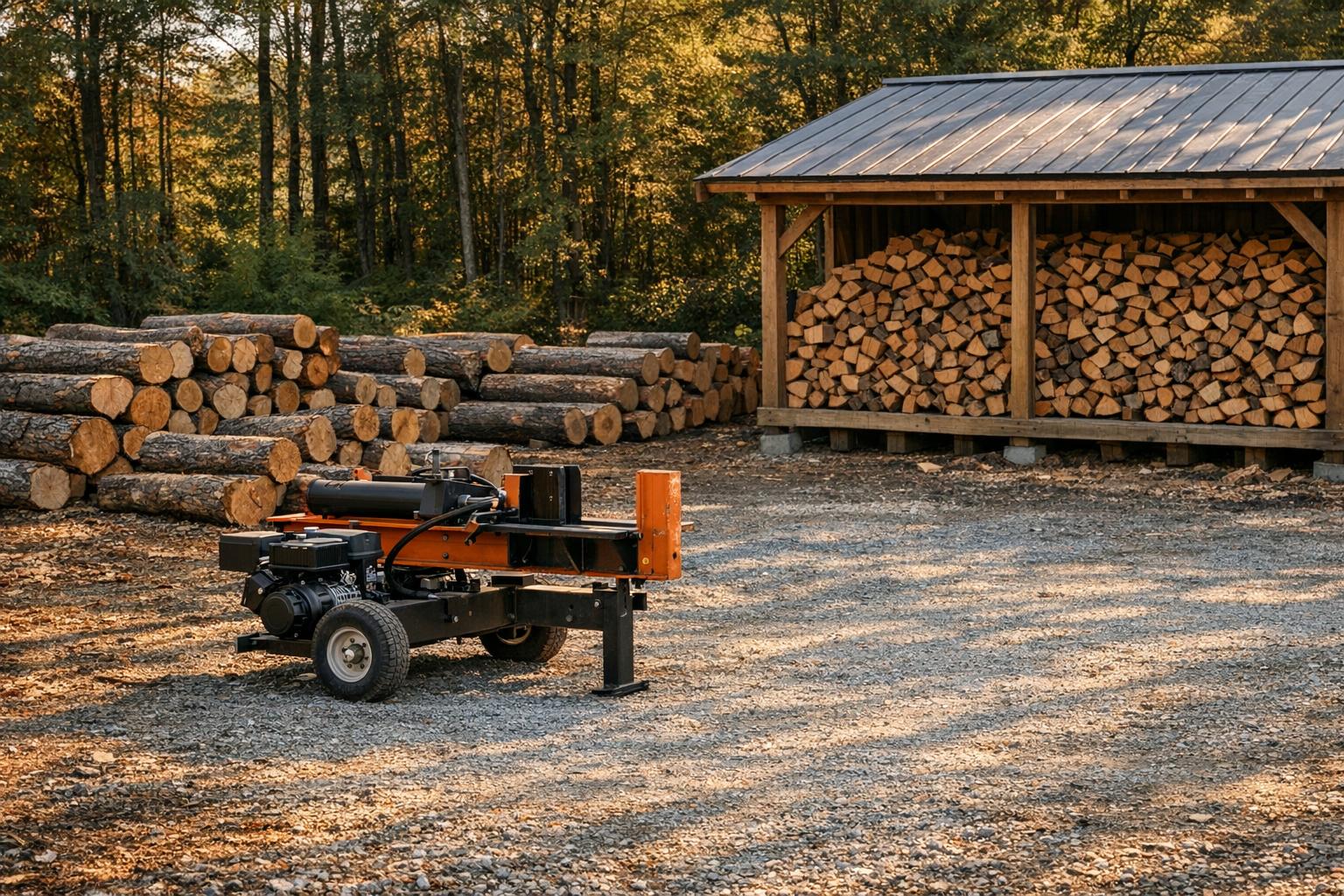 Log Splitter Tonnage: Read the Number in Context AI-generated editorial illustration.